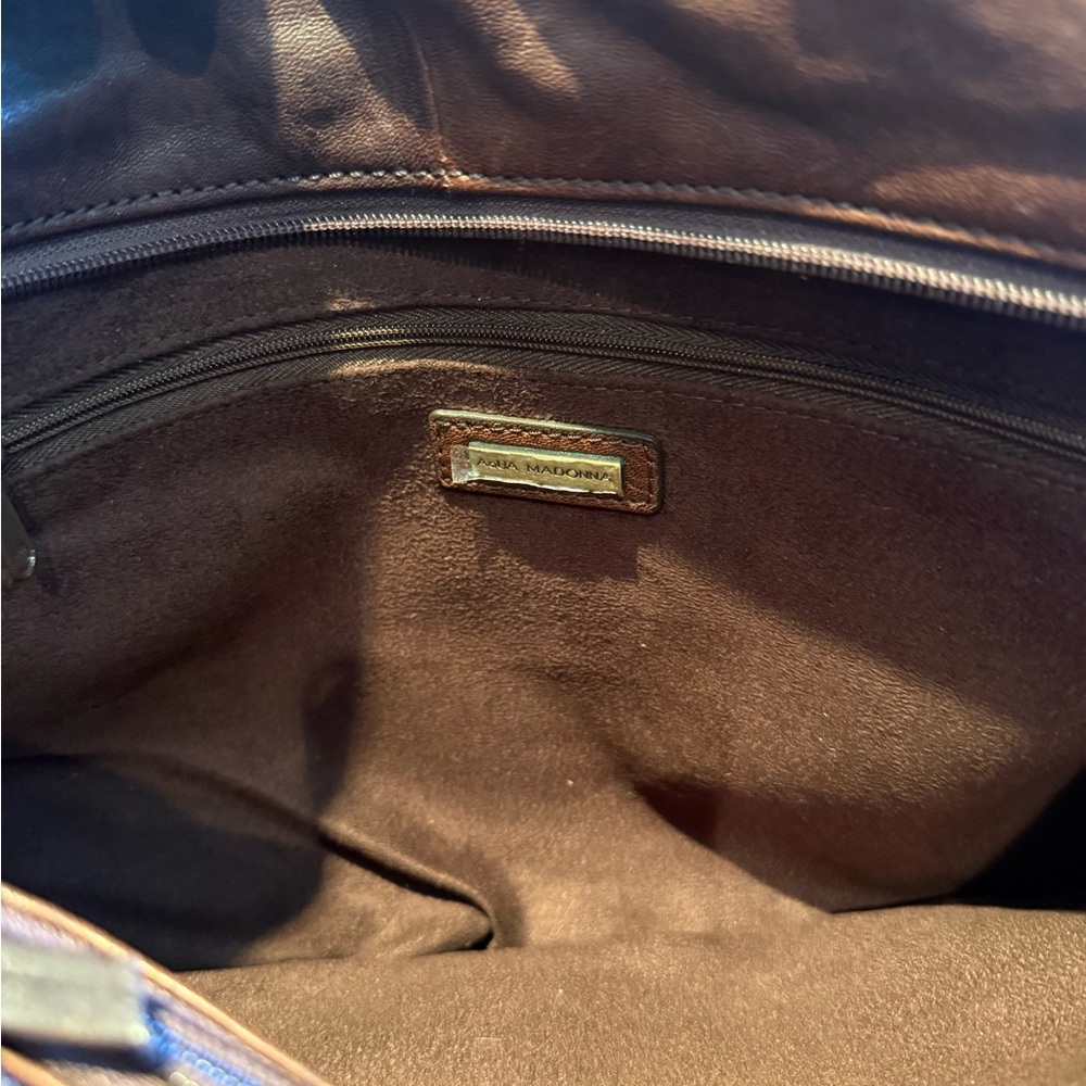 NWT Aqua Madonna Genuine Leather Satchel - designer direct - Picture 6 of 6